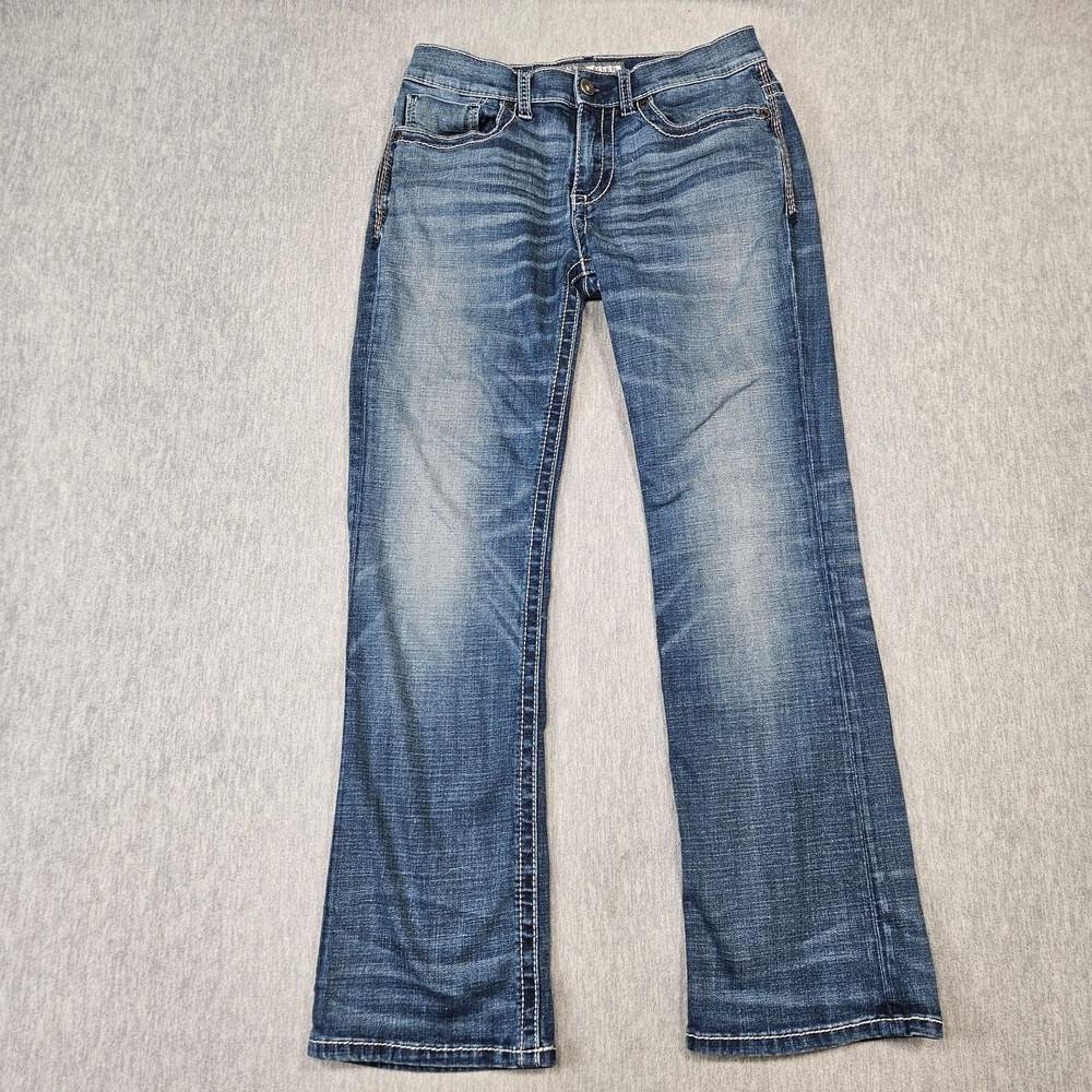 BKE Aiden Jeans Mens 31S (31x30 Blue Bootleg Bootcut Medium Wash Stretch Pockets